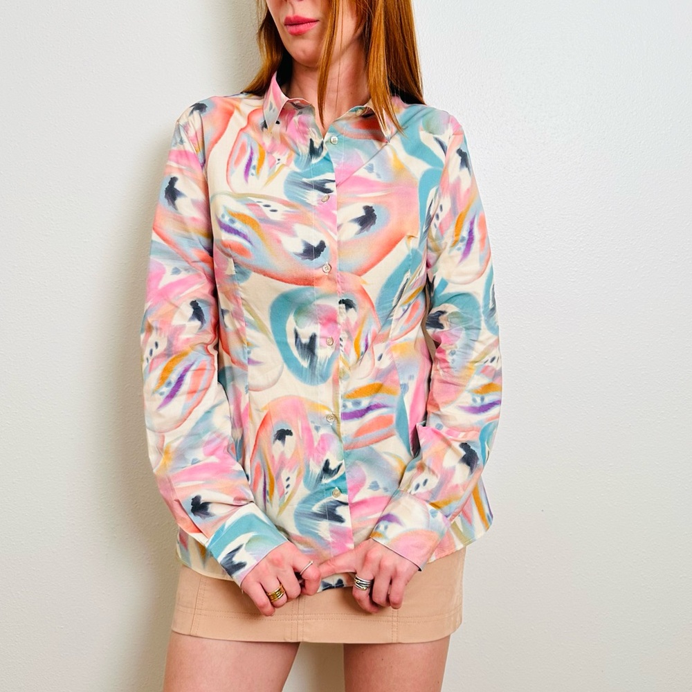 Etro Butterfly Wings Print Shirt Abstract Pastel Button-Up Shirt